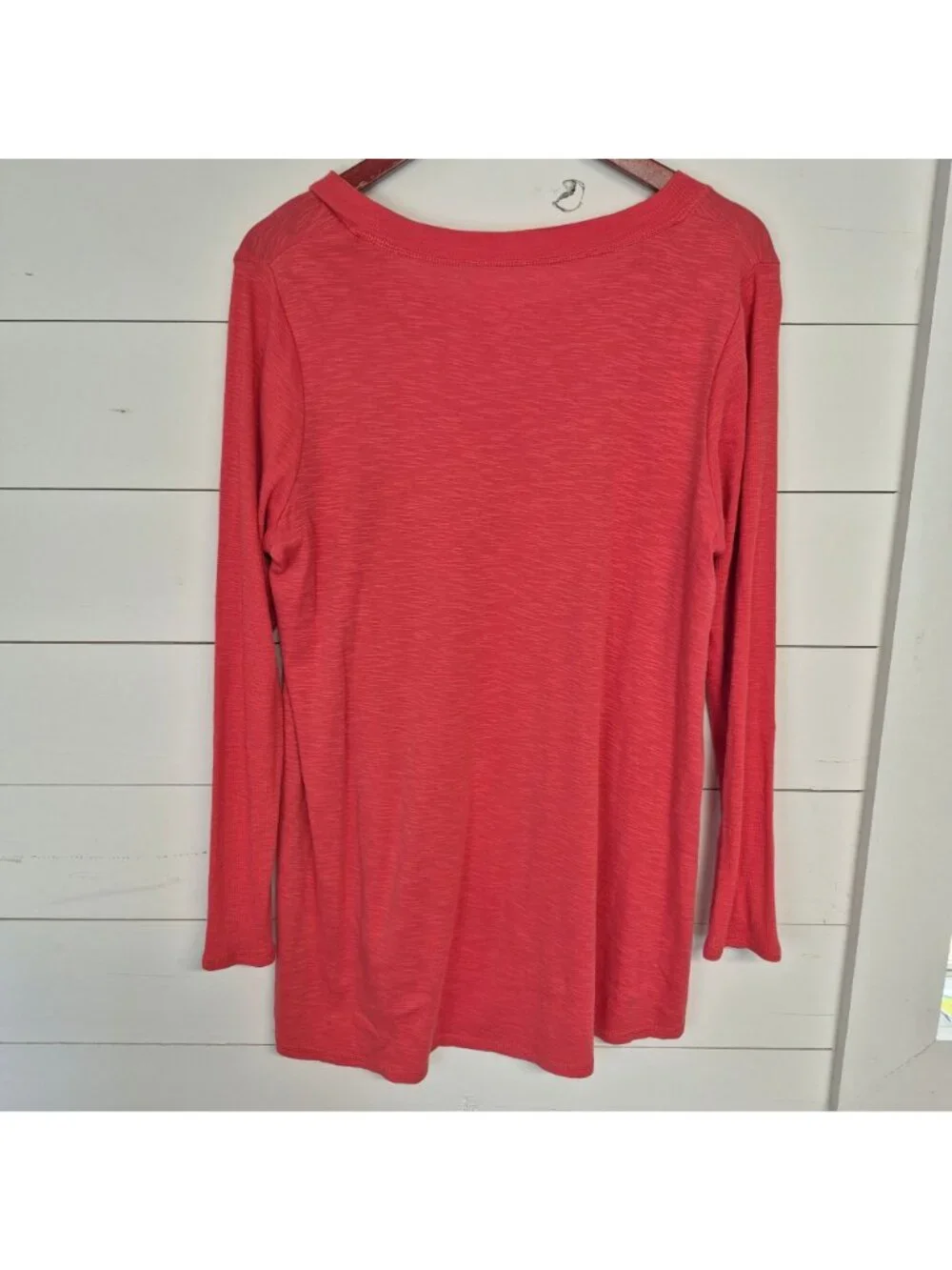 J. Jill Pima Scoop-Neck Elliptical Tunic Long Sleeve Coral Medium - Picture 5 of 6